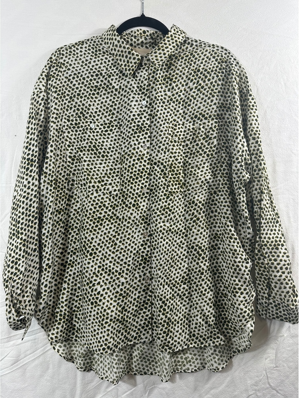 Grand and Greene animal print button front blouse